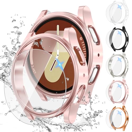 Tensea [5+5Pack for Samsung Galaxy Watch 7 Screen Protector Case 40mm Accessories, Hard PC Bumper/HD Anti-Fog Tempered Glass Protective Film, Face Cover Set, Galaxy Watch 7 Case for Women Men - Image 1