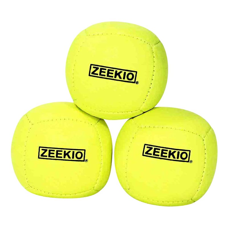 Zeekio Lunar Juggling Balls Set of 3 Professional UV Reactive 6Panel Balls Synthetic Leather Millet Filled 110g Each Solid Yellow - Image 3