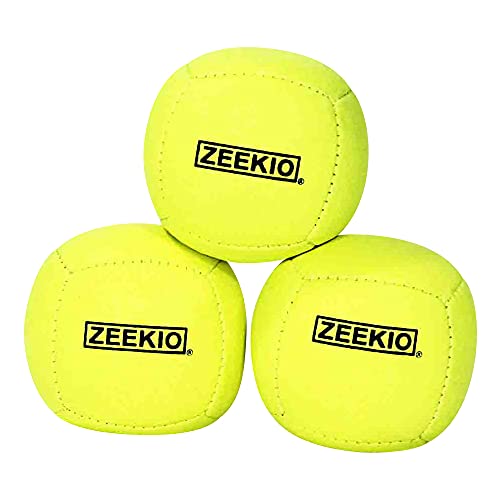 Zeekio Lunar Juggling Balls Set of 3 Professional UV Reactive 6Panel Balls Synthetic Leather Millet Filled 110g Each Solid Yellow - Image 1