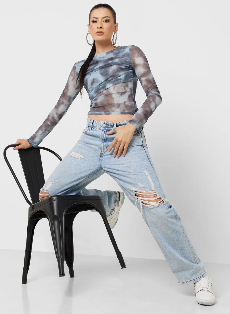 Ginger Mesh Digital Print Top