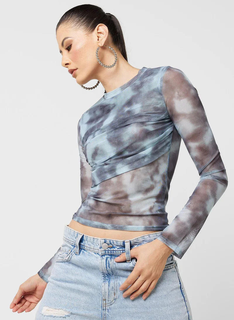 Ginger Mesh Digital Print Top