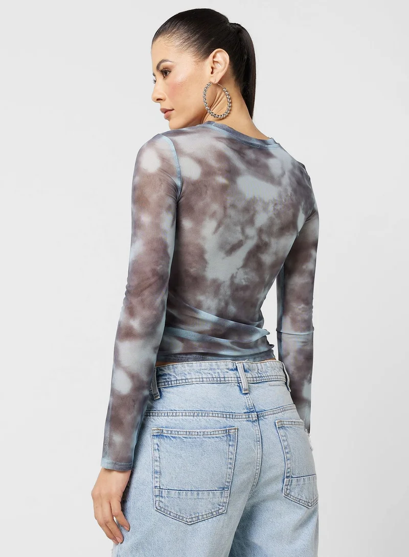 Ginger Mesh Digital Print Top
