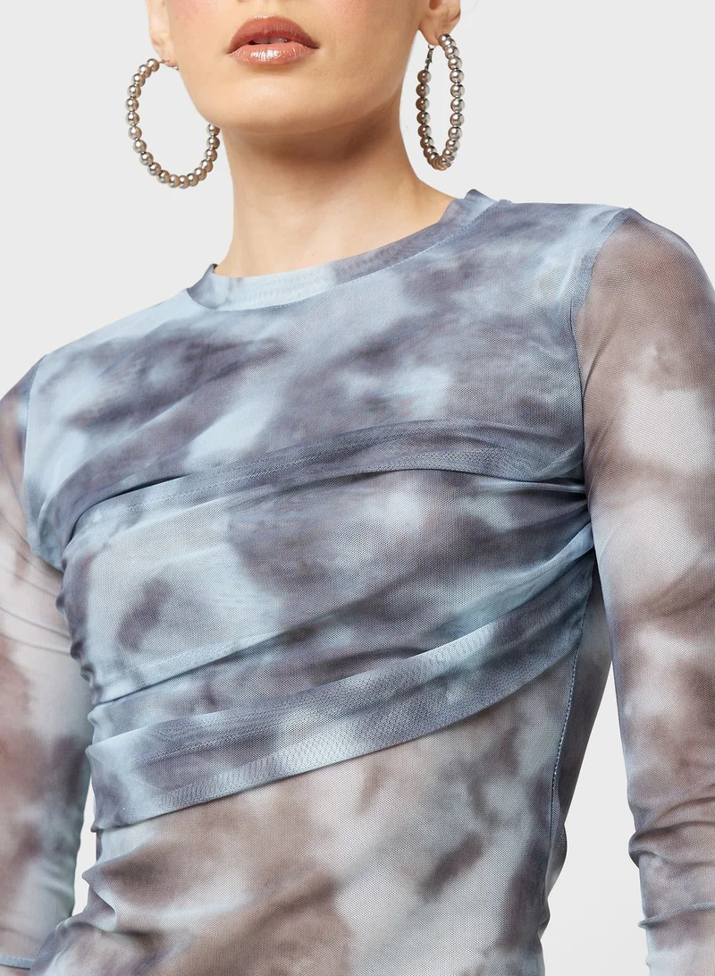 Ginger Mesh Digital Print Top