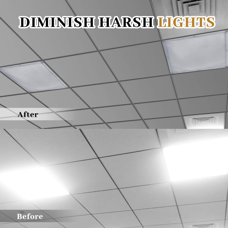 Baquler 2 Pcs 2 x 2 ft Fluorescent Light Covers for Ceiling Lights Classroom Magnetic Light Filters for Reducing Harsh Glare Flicker for Office Classroom Home Drop Ceiling(Gray) - Image 3