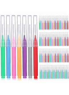 Patelai 100 Pieces Braces Brush for Cleaner Interdental Brush Toothpick Dental Tooth Flossing Head Oral Dental Hygiene Flosser Toothpick Cleaners Tooth Cleaning Tool (Assorted Colors,Various Sizes)  - Image 1