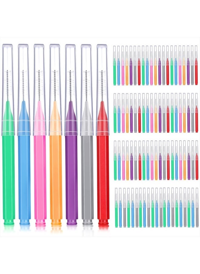 Patelai 100 Pieces Braces Brush for Cleaner Interdental Brush Toothpick Dental Tooth Flossing Head Oral Dental Hygiene Flosser Toothpick Cleaners Tooth Cleaning Tool (Assorted Colors,Various Sizes)  - Image 1