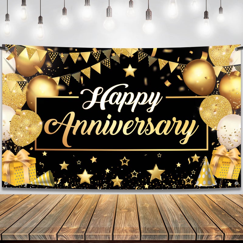 KatchOn XtraLarge Happy Anniversary Banner 72x44 Inch Banner Backdrop for Happy Anniversary Decorations Photo Backdrop for Wall Decor - Image 2