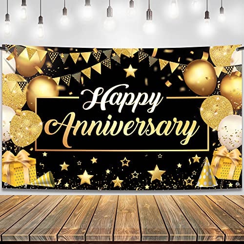 KatchOn XtraLarge Happy Anniversary Banner 72x44 Inch Banner Backdrop for Happy Anniversary Decorations Photo Backdrop for Wall Decor - Image 1