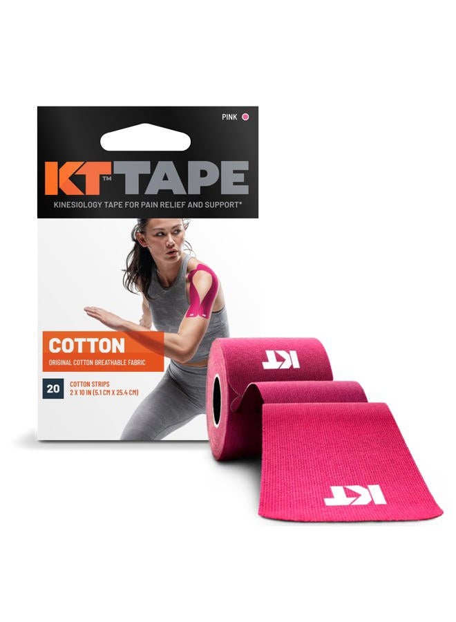 KT TAPE شريط كينيسيو الأصلي 20 قطعة قطن مقطعة مسبقًا، وردي - Image 1