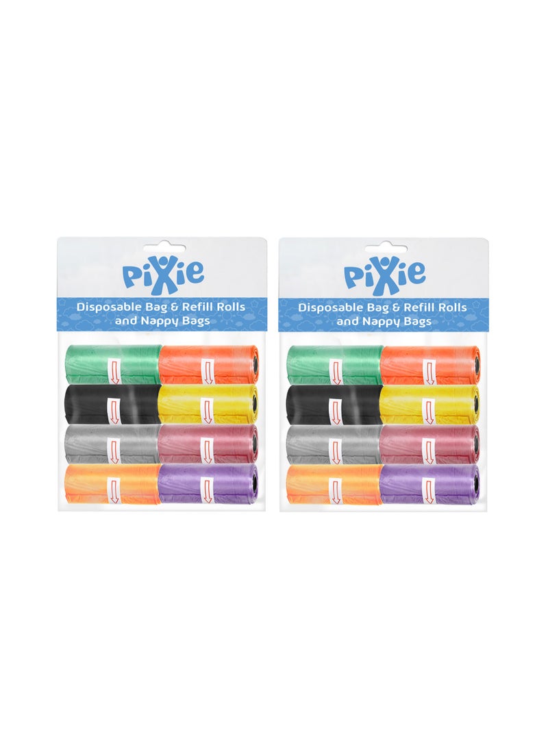 Pixie Bag and Refill 8 Rolls Pack of 2-320 Bags, Baby Nappy bag - Image 1
