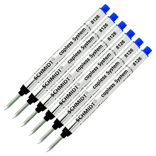 Schmidt 8126 Long Capless Rollerball Refill - Blue Ink (Fine Tip 0.6mm) - Pack of 6 - Image 1