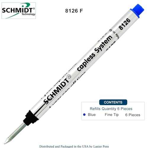 Schmidt 8126 Long Capless Rollerball Refill - Blue Ink (Fine Tip 0.6mm) - Pack of 6 - Image 2