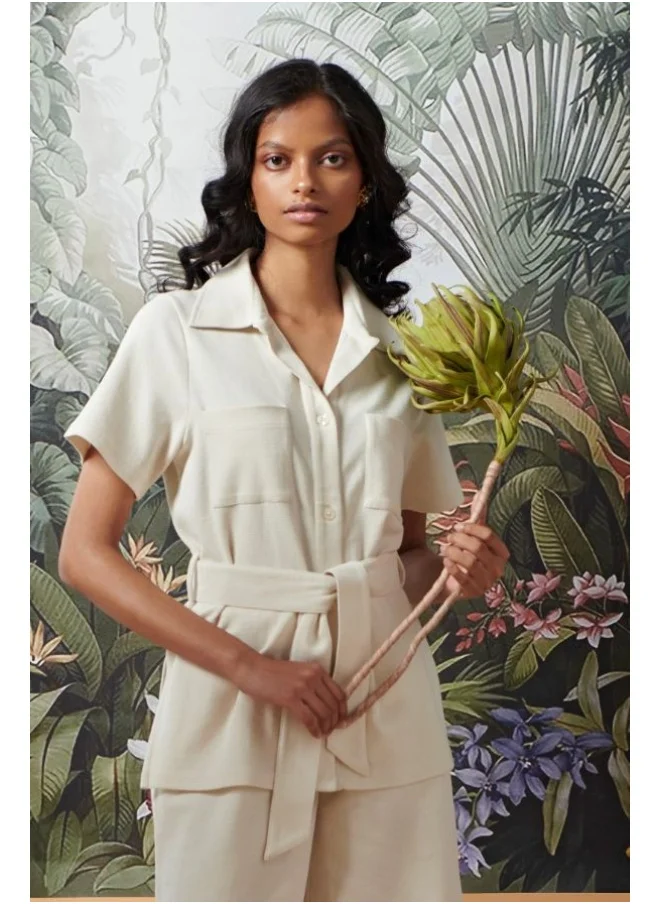 نسيسيرا Mini Waffle Ivory Safari Bermuda Set