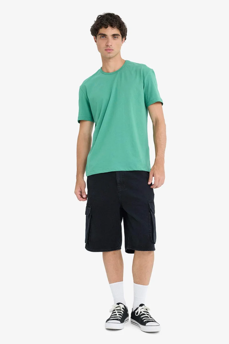 ديفاكتو Regular Fit Crew Neck Dirty Short Sleeve T-Shirt