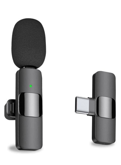 Professional Wireless Lavalier Lapel Microphone for Android Computer - Cordless Omnidirectional Condenser Recording Mic with USB C Interface for Interview Video Podcast Vlog YouTube