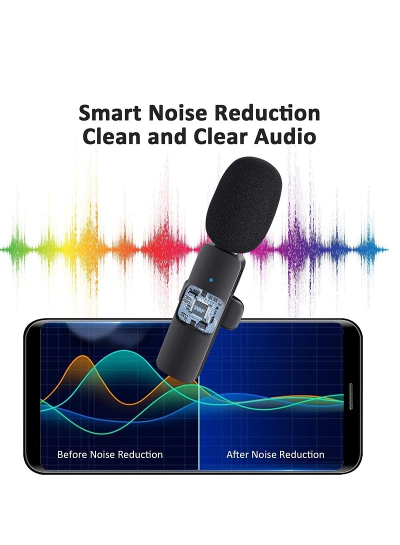 Professional Wireless Lavalier Lapel Microphone for Android Computer - Cordless Omnidirectional Condenser Recording Mic with USB C Interface for Interview Video Podcast Vlog YouTube