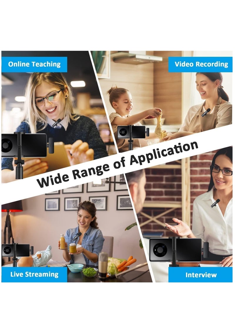 Professional Wireless Lavalier Lapel Microphone for Android Computer - Cordless Omnidirectional Condenser Recording Mic with USB C Interface for Interview Video Podcast Vlog YouTube