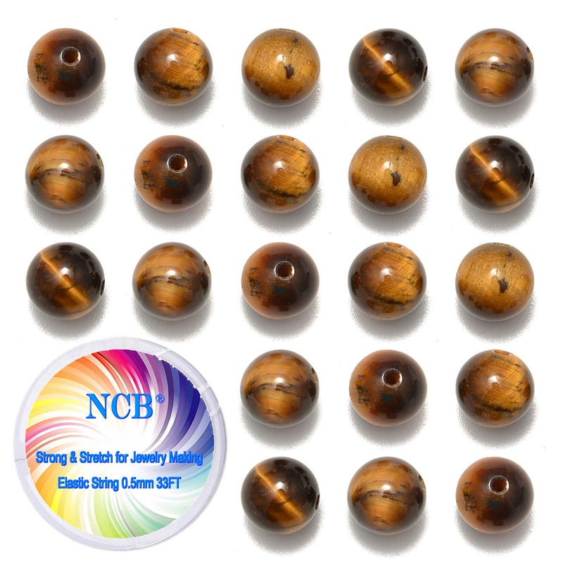 NCB 200PCS 8mm Natural Yellow Tigers Eye Gemstone Round Spacer Loose Beads for Jewelry Making with Crystal Stretch Cord Yellow Tigers Eye 8mm 200Beads