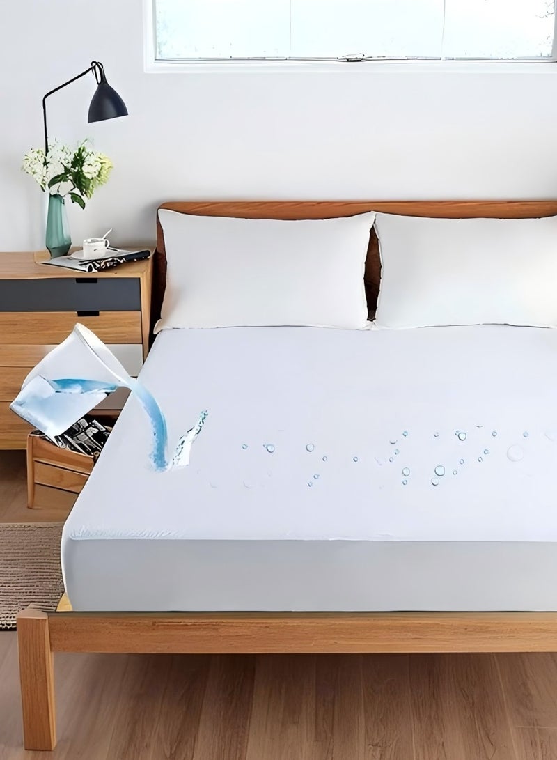 Duoduo home غطاء مرتبة مقاوم للماء، سوبر كين / كين / كوين / حجم فردي، أبيض - اجمع الحجم - Image 1