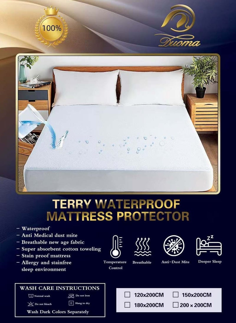 Duoduo home غطاء مرتبة مقاوم للماء، سوبر كين / كين / كوين / حجم فردي، أبيض - اجمع الحجم - Image 5