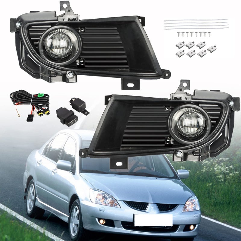 ANTUKO 2Pcs Fog Lights Assembly with Switch and Wiring Kit Replacement for Lancer 20042005
