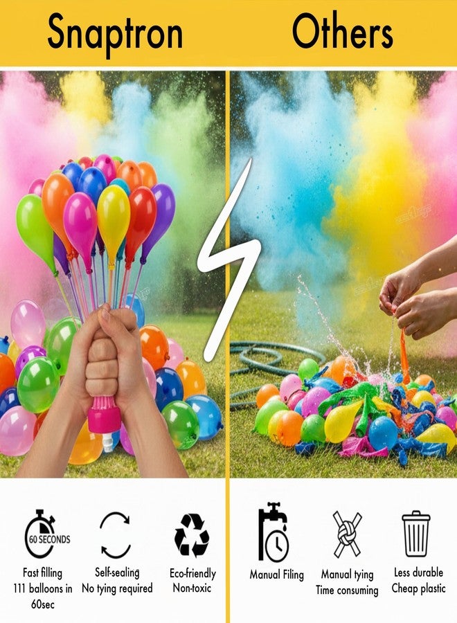 سنابترون بالونات مائية سحرية من سنابترون لعيد هولي، ٢٢٢ قطعة للأطفال | ٦ باقات من بالونات هولي متعددة الألوان، سهلة التعبئة والربط، بدون فوضى | بالونات سحرية ممتعة للأولاد والبنات في الهواء الطلق | بالونات مائية بألوان زاهية لعيد هولي - Image 5