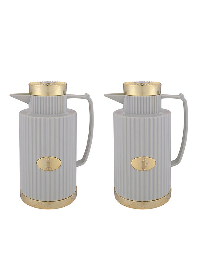 GAZELLA 2-Piece Tea/Coffee Flask Set 1L &1L Grey/Gold 