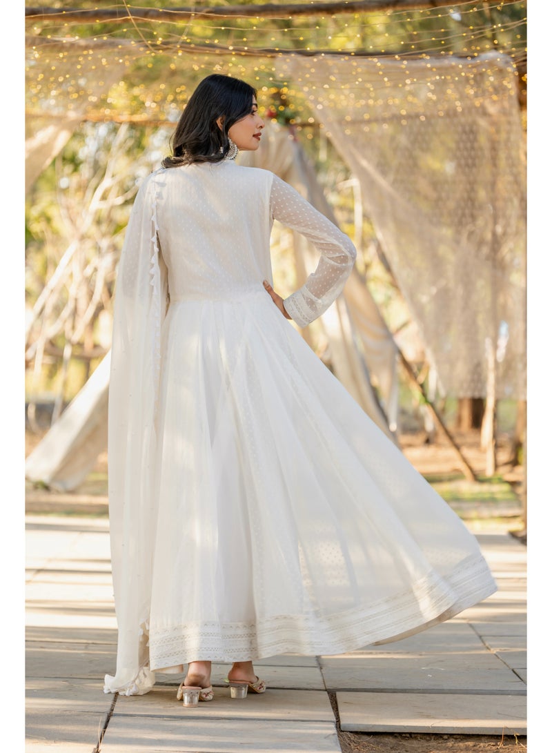 Super Asian Elegant Heavy Faux Georgette Anarkali Gown Set with Dupatta & Bottom – Premium Embroidery & Tassel Work - Image 4