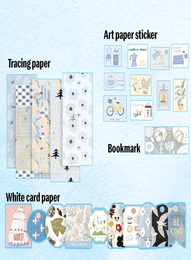 The AutoStory Vintage Scrapbook Album Kit – A6 Junk Journal Notebook with Aesthetic Stickers, Collage Paper Pack & Washi Tape – DIY Journaling Supplies Gift for Teens & Girls (Daily Bloom, Blue) - Image 5