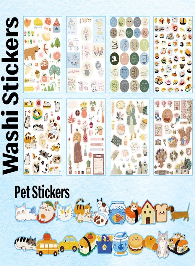 The AutoStory Vintage Scrapbook Album Kit – A6 Junk Journal Notebook with Aesthetic Stickers, Collage Paper Pack & Washi Tape – DIY Journaling Supplies Gift for Teens & Girls (Daily Bloom, Blue) - Image 4