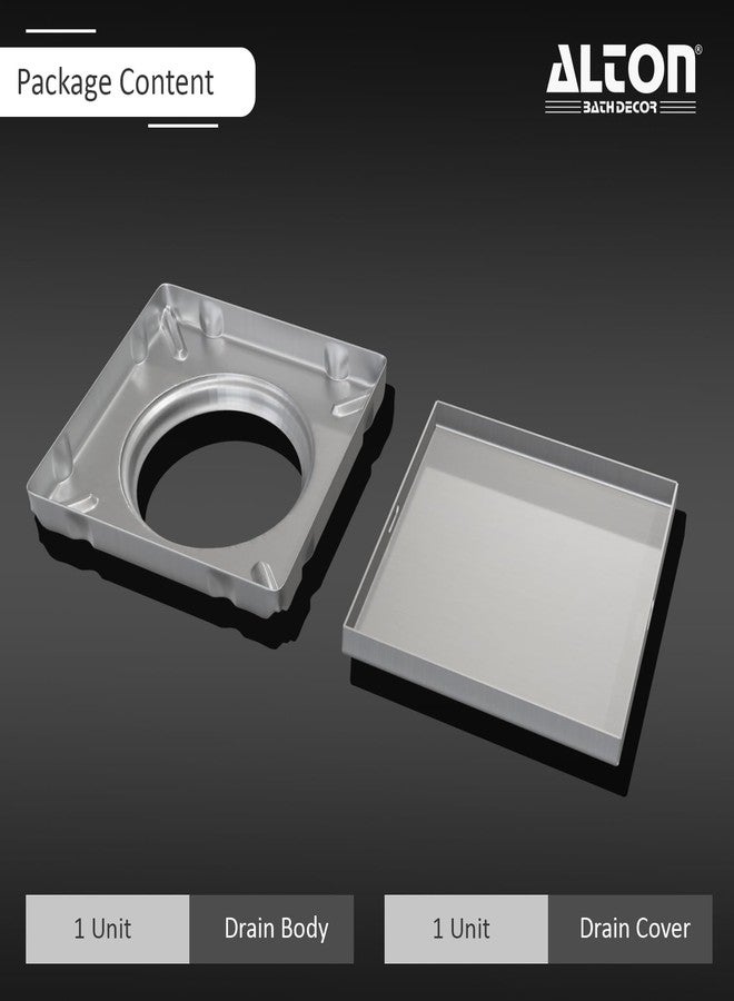ALTON ALD1011, SS-304 Grade, 5x5 INCH, Tile Insert Bathroom Grating Square Floor Drain Jali, Matte - Image 5