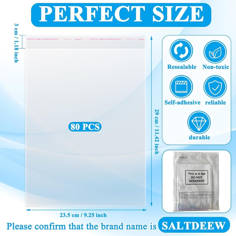 Feifeiya 80 Pcs Magazine Protectors for Collectors Clear Plastic Magazine Sleeves 9.25 X 11.42 Inch Comic Book Size Cellophane Bags Resealable Protective Storage Display for Guides Documents Photos - Image 2