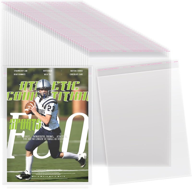 Feifeiya 80 Pcs Magazine Protectors for Collectors Clear Plastic Magazine Sleeves 9.25 X 11.42 Inch Comic Book Size Cellophane Bags Resealable Protective Storage Display for Guides Documents Photos - Image 1
