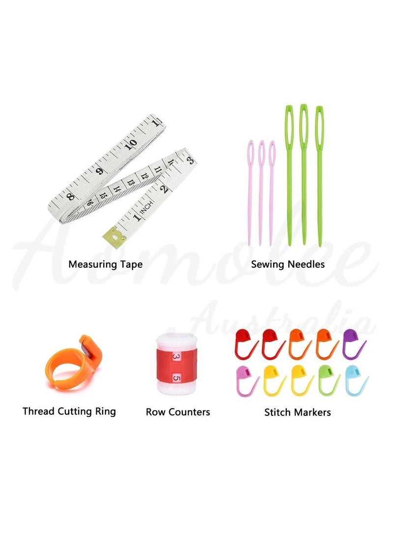 مجموعة من 31 قطعة أدوات حياكة، مجموعة إبر بلاستيكية من الفولاذ المقاوم للصدأ، مجموعة أدوات كروشيه، صندوق إبرة حياكة غرزة، مجموعة كروشيه مع حقيبة تخزين - Image 4