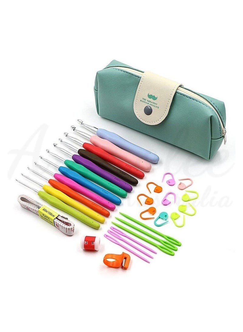 مجموعة من 31 قطعة أدوات حياكة، مجموعة إبر بلاستيكية من الفولاذ المقاوم للصدأ، مجموعة أدوات كروشيه، صندوق إبرة حياكة غرزة، مجموعة كروشيه مع حقيبة تخزين - Image 2