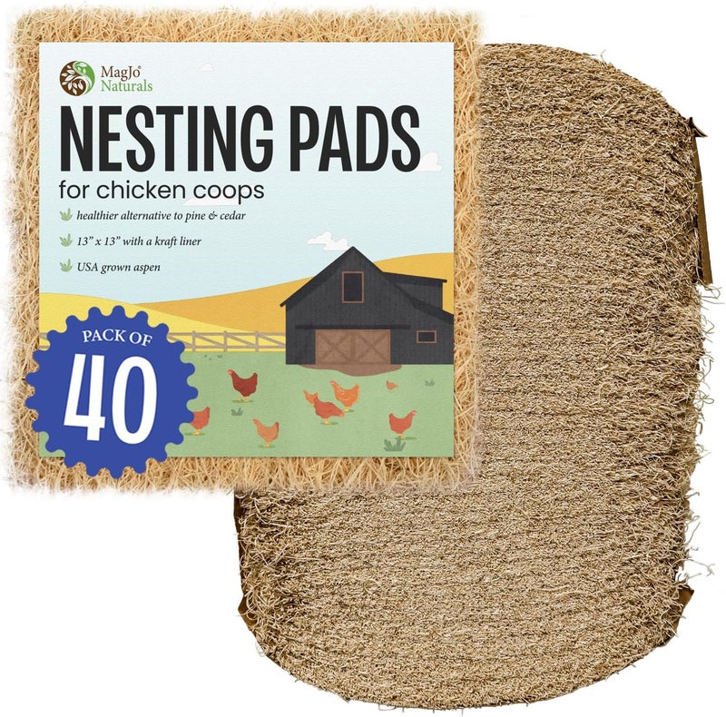 MagJo Pet Natural Aspen Shaving Nesting Liners (40 Pack) - Brown, 13" x 13" - Chicken Coop Litter - Aspen Bedding - Image 1