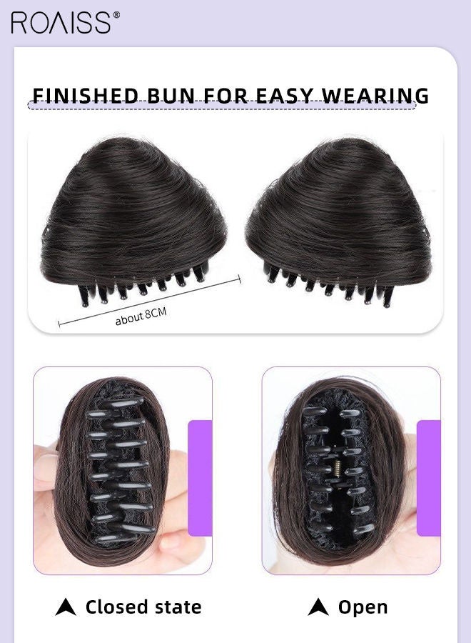 roaiss 2PCS Hair Bun Extensions, Mini Claw Clip in Hair Bun, Wig Accessory for Women Girls Cat Ears Hair Donut Chignon Synthetic Hair Pieces for Daily Use Party Cosplay - Image 4