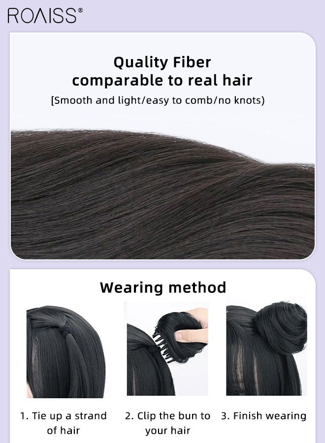 roaiss 2PCS Hair Bun Extensions, Mini Claw Clip in Hair Bun, Wig Accessory for Women Girls Cat Ears Hair Donut Chignon Synthetic Hair Pieces for Daily Use Party Cosplay - Image 5