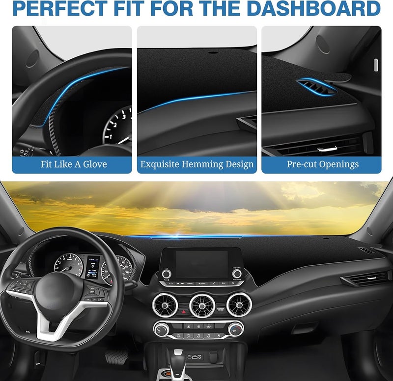 FIILINES Dash Cover for Nissan Sentra 2020-2024, Dashboard Mat Cover Sunshade Nonslip Mesh Protector No Glare Black - Image 4
