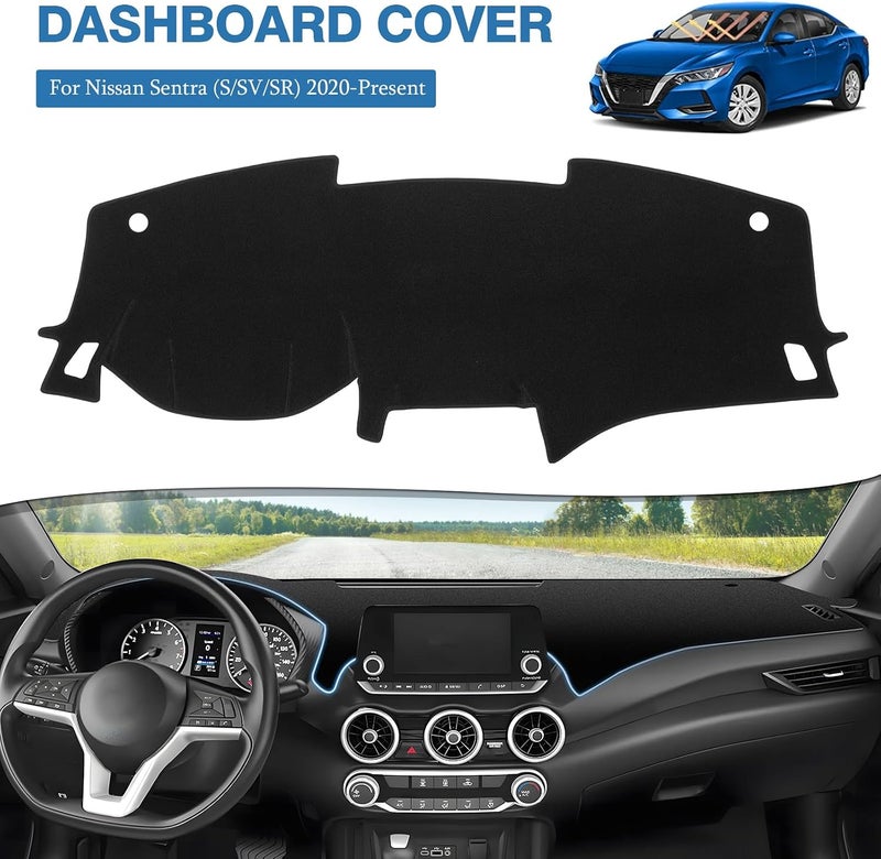 FIILINES Dash Cover for Nissan Sentra 2020-2024, Dashboard Mat Cover Sunshade Nonslip Mesh Protector No Glare Black - Image 2