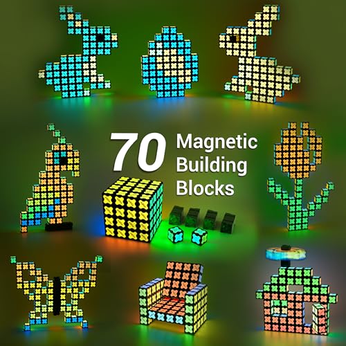 TOSY Magnet Cube 4x4 70 Blocks 560 Magnets Multipurpose Creative Building Blocks Transformable Fidget Spinner PuzzleInfinity Cube Christmas Stocking Stuffers Gift for Kids Glowing STEM Toy - Image 5