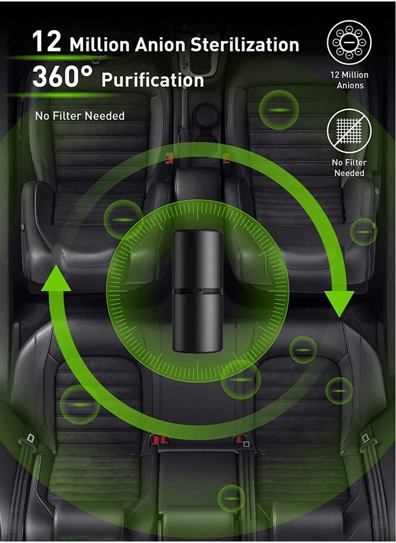 Y&D Car Air Purifier Ionizer 12 Million Negative Ions Portable Interior Freshener 27dB Silent Ion for Small Rooms in the to Remove Dust Pet Odor Pollen（Black）  - Image 4