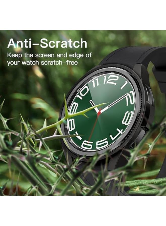 جي تيك 4+4 عبوات من حافظات وواقيات الشاشة لساعة سامسونج جالكسي 6 كلاسيك 47 مم، طبقة زجاجية مقواة واقية صلبة من البولي كربونات باللون الأسود الشفاف والفضي والذهبي الوردي - Image 2