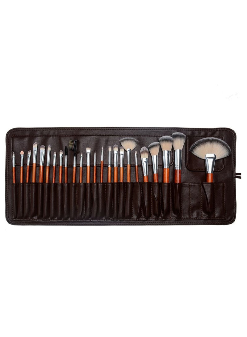 24-Piece Professional Makeup Brush Set With Bag Multicolour - Image 2