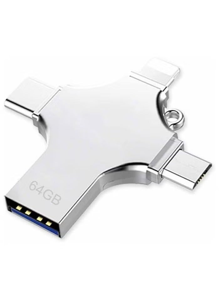 JAJEEK USB Flash Drive 64GB – 4-in-1 USB Stick with High-Speed Data Transfer – Large Capacity Thumb Drive for Smartphone, OTG Android, Computer, Tablet, Laptop – External Storage for Fast File Transfer and Backup – Compact, Portable Design - Image 1