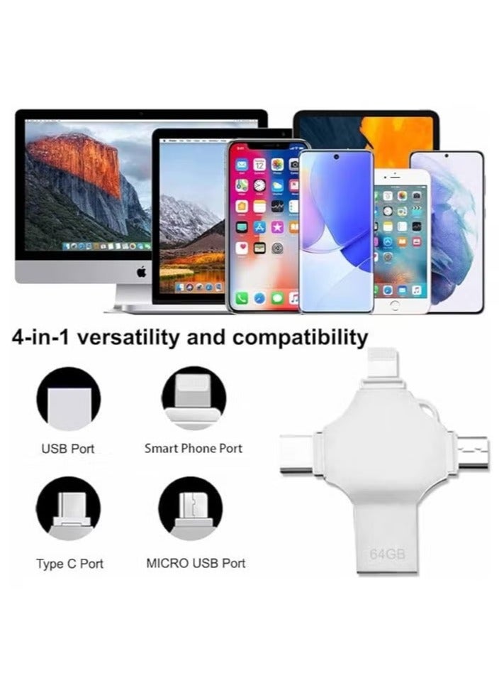 JAJEEK USB Flash Drive 64GB – 4-in-1 USB Stick with High-Speed Data Transfer – Large Capacity Thumb Drive for Smartphone, OTG Android, Computer, Tablet, Laptop – External Storage for Fast File Transfer and Backup – Compact, Portable Design - Image 5