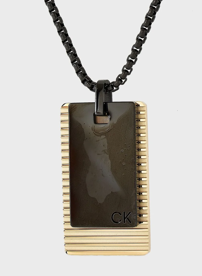 CALVIN KLEIN Circuit Logo Dog Tag Pendant Necklace