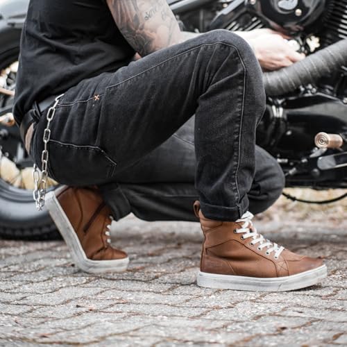 BORLENI BORLEN Motorcycle Riding Shoes Cowhide Leather Breathable Casual Outdoor Street Motorcycle Boots for Men Brown 11 - Image 2