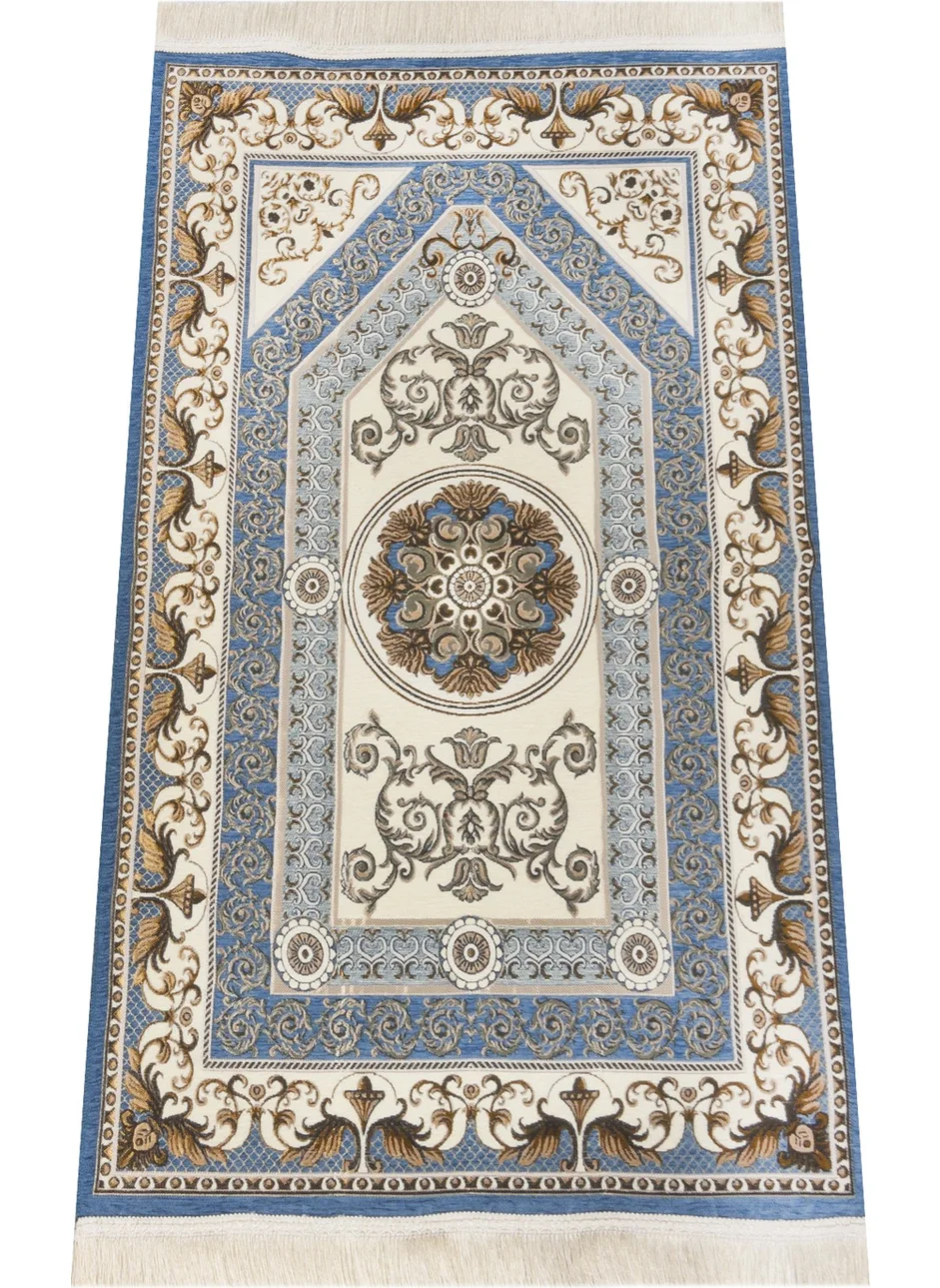 İhvan Online Patterned Chenille Prayer Rug - Blue Color