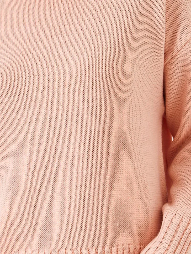 Bianco Lucci Bright Pink LUCCI Relaxed Fit Crew Neck Ribbed Sweater for Women | Best Price UAE